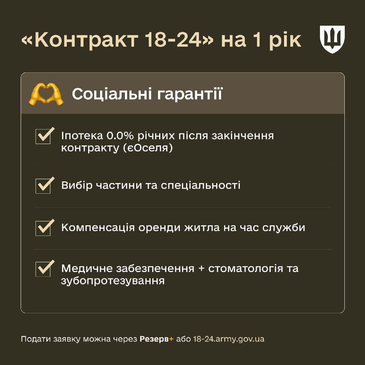 Тепер офіційно: стали відомі деталі контракту для 18-24 річних добровольців