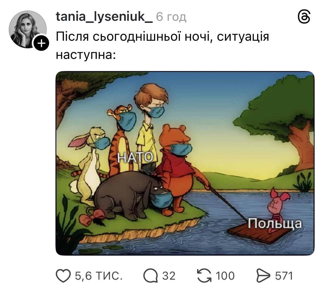 «Pies Nabój» і не тільки: українці відреагували на російські дрони у Польщі мемами
