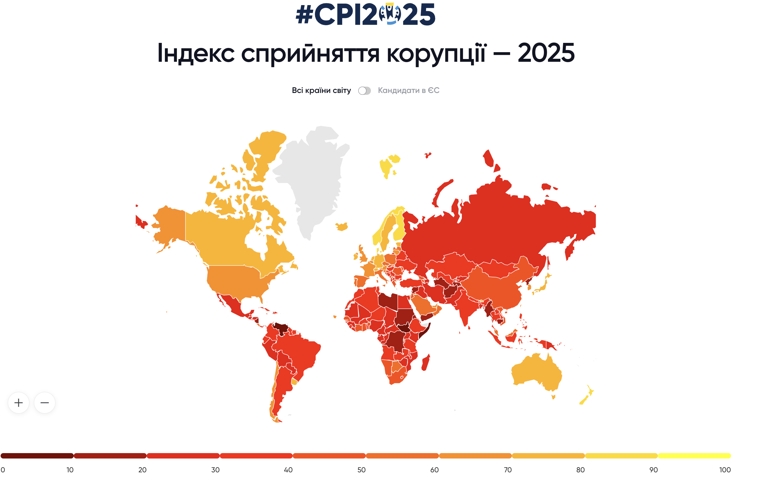 Індекс сприйняття корупції 2025: що означають 36 балів України